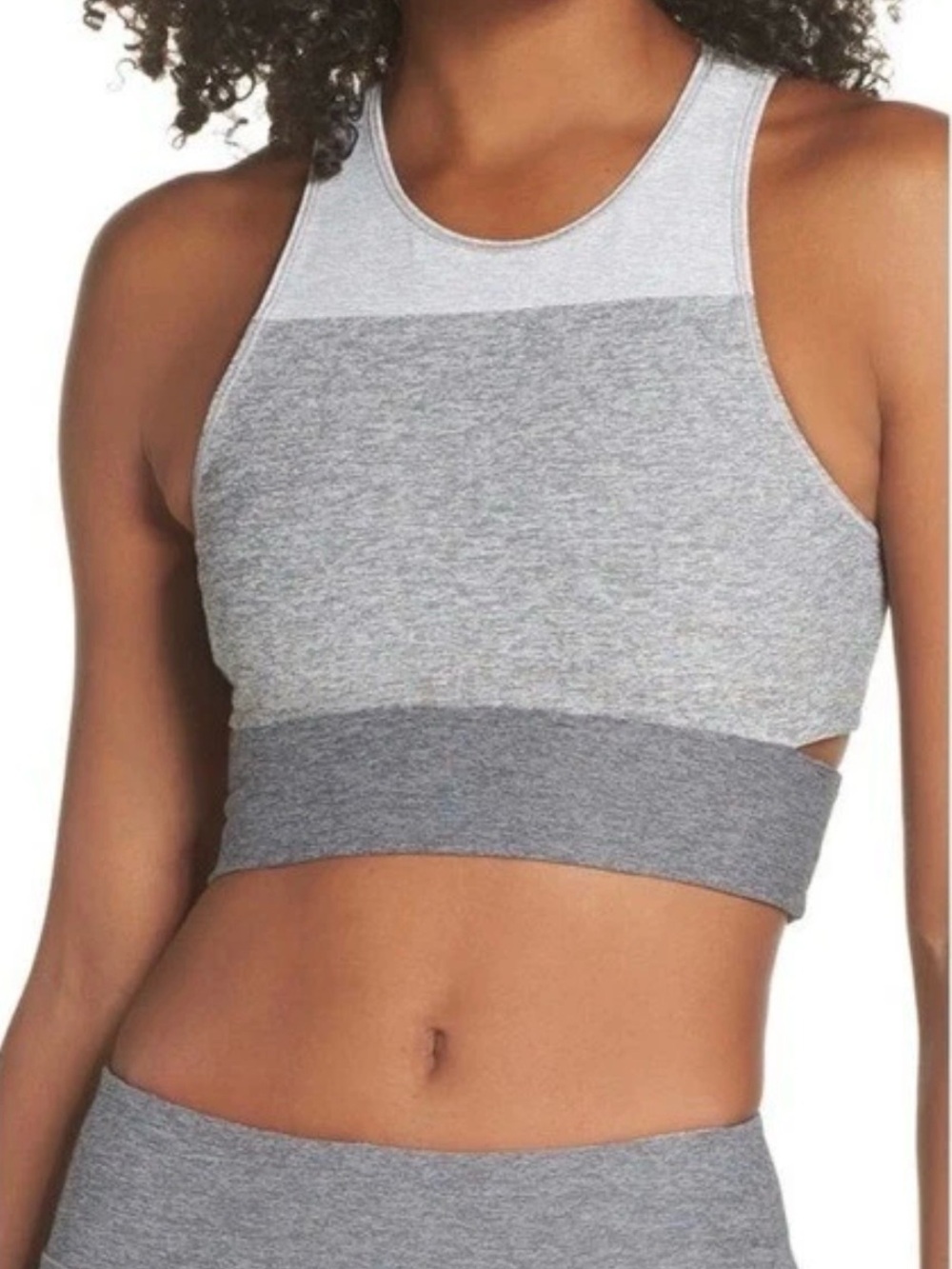 Outdoor Voices • Women’s Grey Slashback Tri-Tone Crop Top Small NWOT